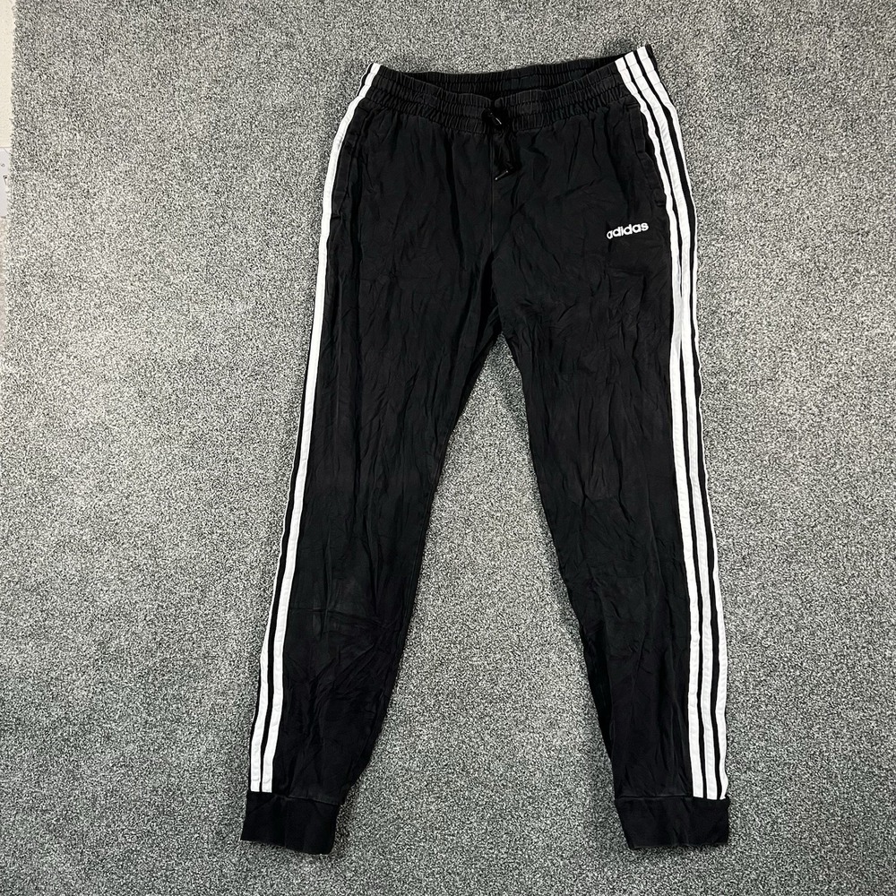 Adidas 3 Stripe Jogger Pants Womens L Black White Athletic Track Pants